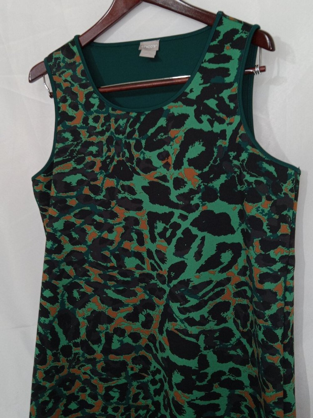 Chico's Size 2 Ponte Scuba Knit Dress Womens L Animal Print High Low Career EUC - Picture 4 of 12
